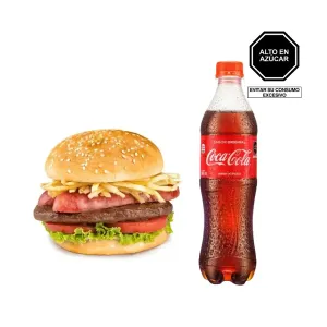 HAMBURGUESA SIMPLE + GASEOSA 500cc.